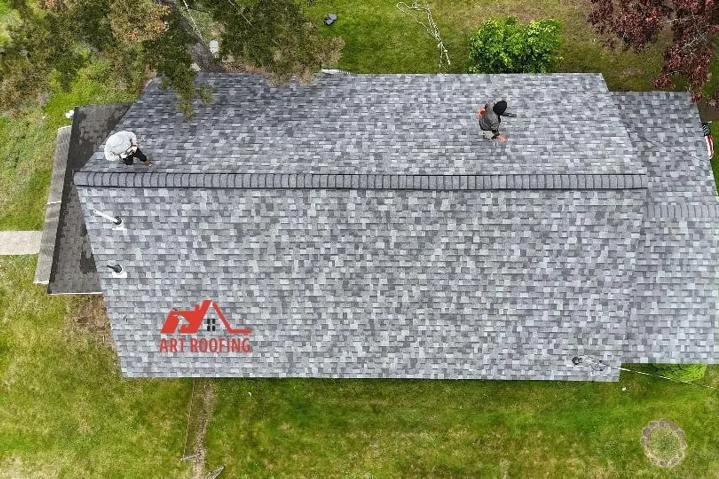 ART ROOFING crew installing a new asphalt shingle roof